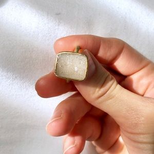 NEW Nina Nguyen White Crystal Druzy Geode Ring